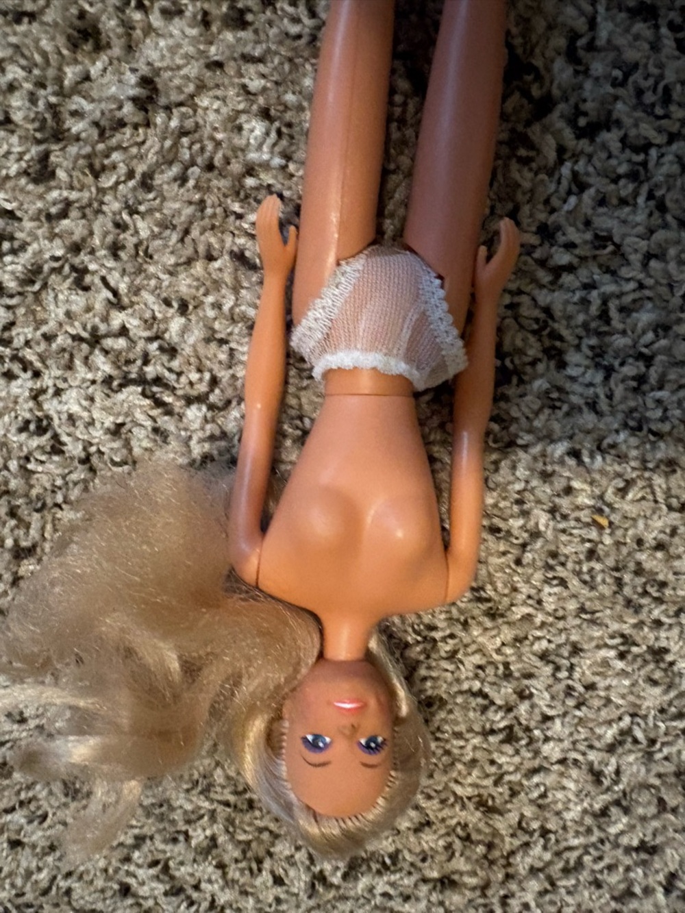 Vintage Blonde Fashion Doll in Nude with White Lace Undergarment